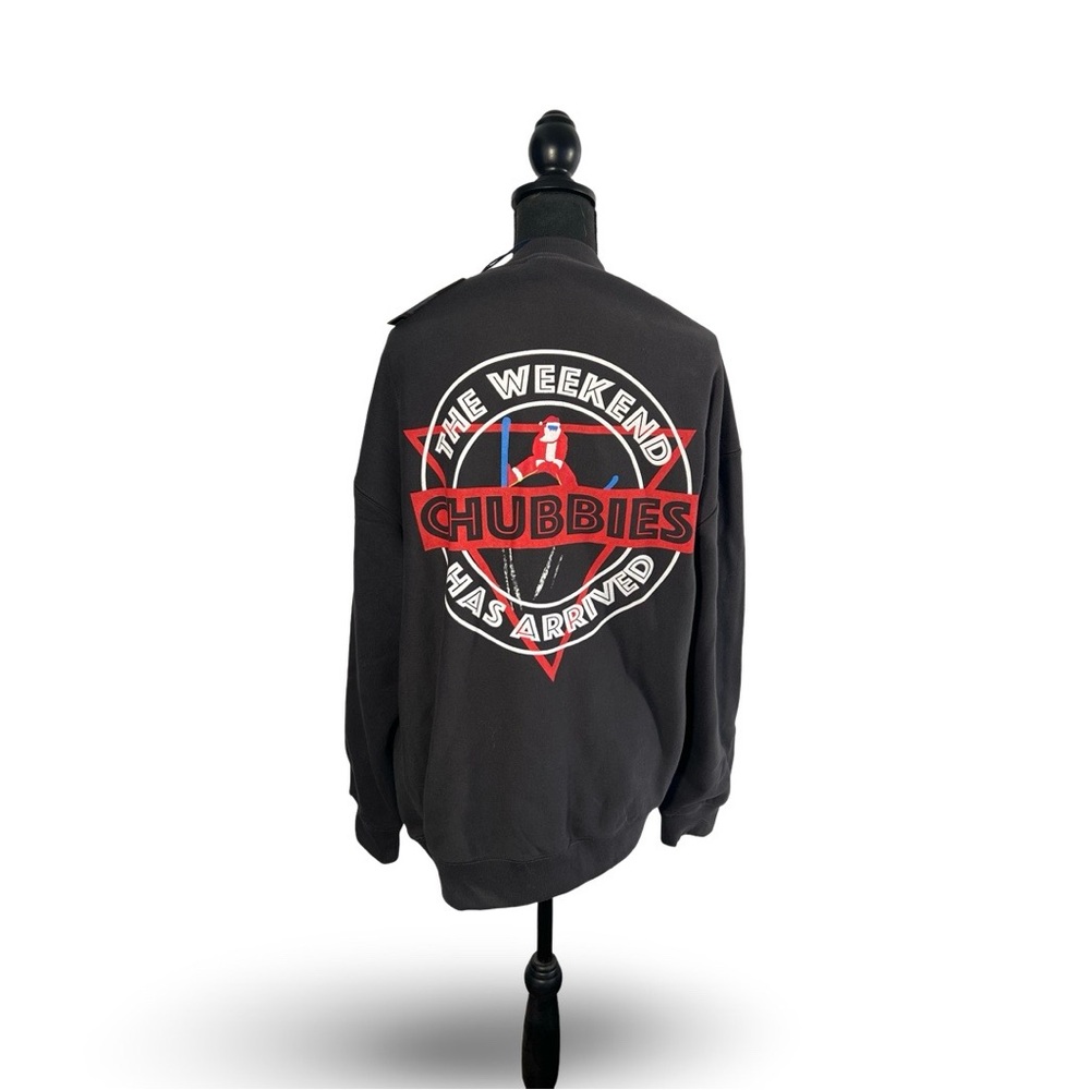 Chubbies The Skiing Santa Black Comfort Crew Sweatshirt Sz XL
